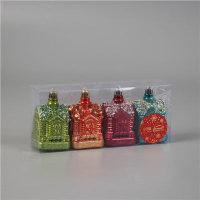 Ёлочные игрушки 4 шт. «Сказочный домик» 8×4.5 см, МИКС