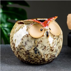 Декоративный горшок для цветов «Совёнок», 550 мл, 11×11.5×10 см, керамика, бежевый