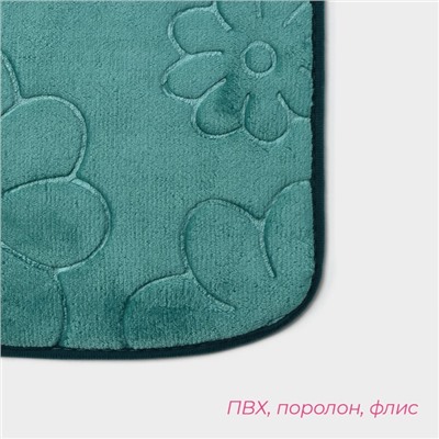 Коврики для ванной и туалета Доляна «Поле», 2 шт., 39×50 см, 50×80 см, зелёные