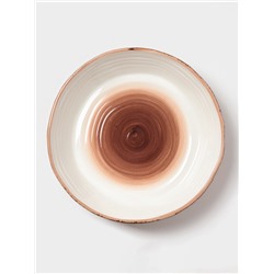 Тарелка глубокая Magistro Wood, 700 мл, d=18.2 см, фарфор, коричневая