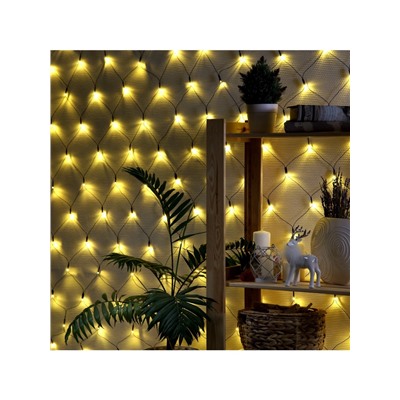 Гирлянда «Сеть» 2×2 м, IP20, тёмная нить, 224 LED, свечение тёплое белое, 8 режимов, 220 В
