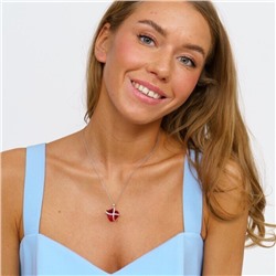 Кулон на цепочке сердце, цвет цепочки: серебристый, сердце цвет: красный, вставка: фианиты, 6,5ю, арт. 001.570