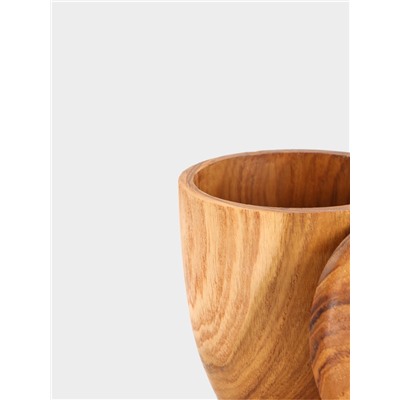 Кружка с крышкой, 11×8.5×10.5 см, тиковое дерево
