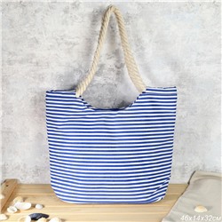 Сумка пляжная на молнии 46х32х14 см синий-белый / BB12 /уп 10/60/