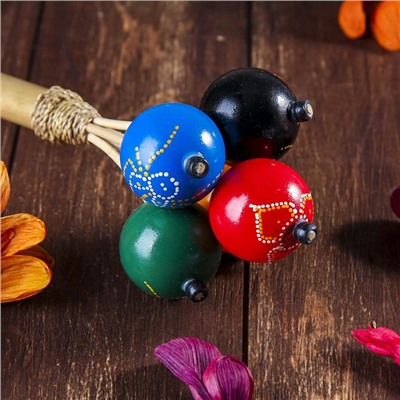 Сувенирный музыкальный инструмент «Маракас с 5 шариками» 10×27×10 см