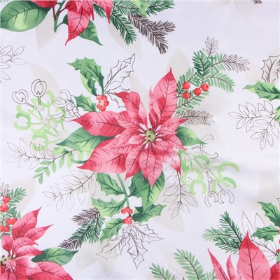 Скатерть новогодняя Доляна «Рождественский букет» 145×300 см, 100% п/э