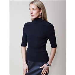 Водолазка тонкой вязки в рубчик из хлопка с нейлоном