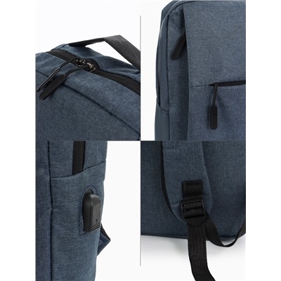 Рюкзак городской на молнии, с карманами, с USB, размер 29×11×39 см, синий