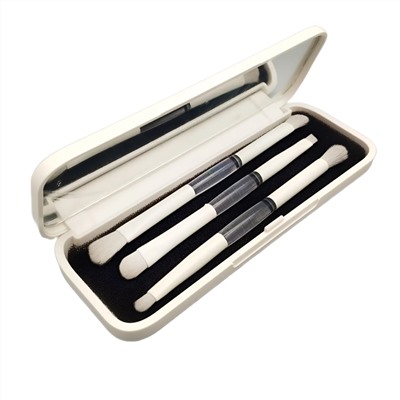 Nail Art Набор кистей для макияжа в футляре с зеркалом, 3 шт., белый 27707