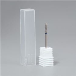 Фреза алмазная для маникюра «Пламя», средняя зернистость, 2.5×10 мм, в пластиковом футляре