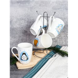 Кружка 4 штуки на металлстенде 400 мл КотоЁлка / CAT-517-mix /уп /новогодняя