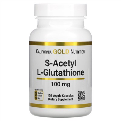 California Gold Nutrition, S-ацетил-L-глутатион, 100 мг, 120 растительных капсул