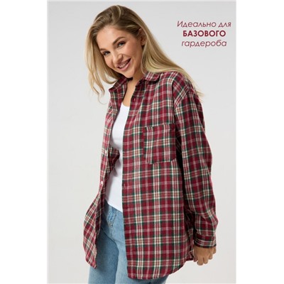 Рубашка женская в клетку (Бордовый)