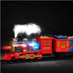 Железная дорога 2 в 1 "Ретро поезд" с подсветкой и эффектом дыма, в коробке
