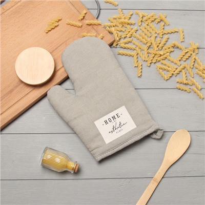 Варежка Этель «HOME», цвет серый, 26×16 см, 50%хл, 50%лен