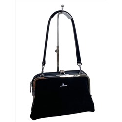 Женская сумка из искусственной кожи и натуральной замши, цвет черный