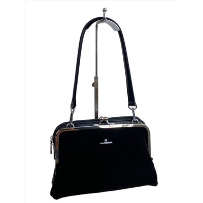 Женская сумка из искусственной кожи и натуральной замши, цвет черный