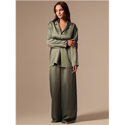 Пижама женская (рубашка, брюки) SL HOME Tensel Home, размер 52-54, зелёная