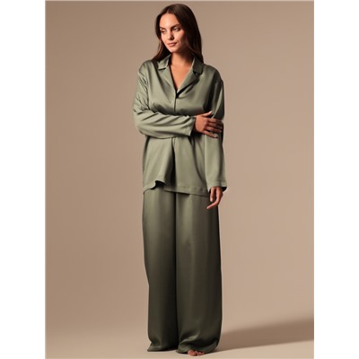 Пижама женская (рубашка, брюки) SL HOME Tensel Home, размер 52-54, зелёная