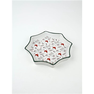 Блюдо керамическое «Новогодние олени», 21×21×3 см, ручная работа