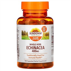 Sundown Naturals, эхинацея (цельное растение), 400 мг, 100 капсул