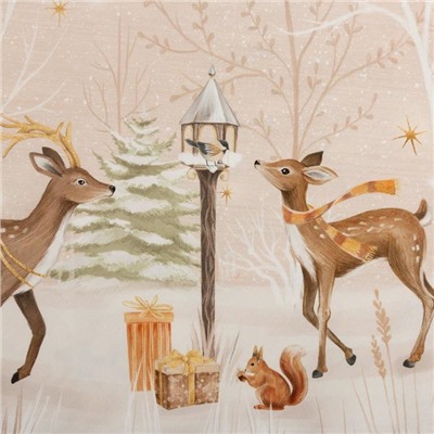 Скатерть новогодняя «Этель» Christmas forest, d=150 ± 3 см с ГМВО, 100% хлопок, саржа 190 г/м²