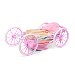 Коляска для кукол металлическая, прогулочная с капюшоном и сумкой, цвет розово-бежевый