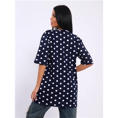 Футболка Арт. 700 (Темно-синий_белый горох)