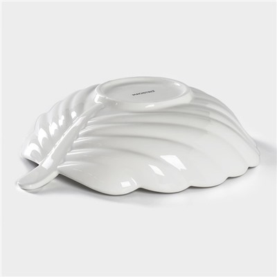 Салатник Magistro «Лист Бланш», 800 мл, 24.5×20.5 см, фарфор, цвет белый