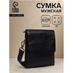 Сумка планшет мужская, 2 наружных кармана, 16×3×21 см, чёрная