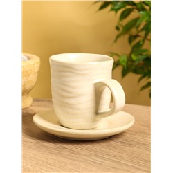 Чашка с блюдцем «Камень 2», 13×13×10 см, керамика, бежевая в крошку