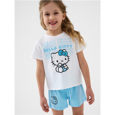 Комплект трикотажный для девочек: фуфайка (футболка), шорты