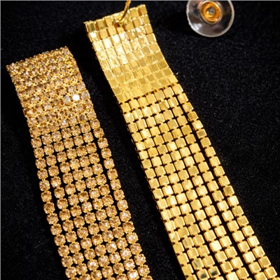 Серьги длинные висячие со стразами "Вечерние", цвет: шампань, арт.012.012