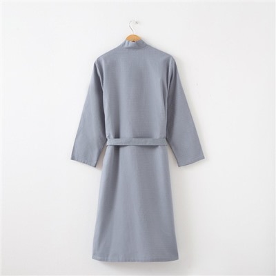 Халат вафельный мужской удлинённый Экономь и Я размер 46-48, цвет серый, 100% хлопок, 200 г/м²