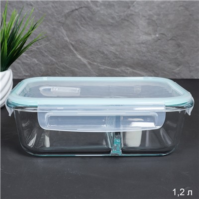 Контейнер прямоугольный с разделителем 1020 мл крышка с клапаном / R-1020/2TQ /уп 24/ стекло