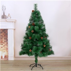 Искусственная ёлка с шишками «Зимнее волшебство. Кедр зелёный», 150 см, d иголок 10 см, d нижнего яруса 88 см, 152 ветки отгибаются