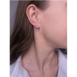 Серьги-пусеты из серебра с фианитами родированные 925 пробы с-0007р200