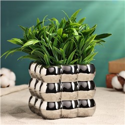 Декоративное кашпо для цветов «Люмьер», 10×10 см, керамическое, серебристое