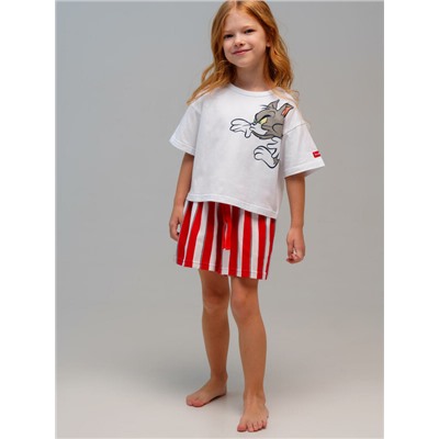 Комплект трикотажный для девочек: фуфайка (футболка), шорты