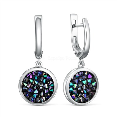 Серьги-пусеты из серебра с кристаллом Премиум Австрия Радуга родированные 925 пробы С-004-1-012001PARSH