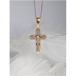 Крест из золочёного серебра с чернением - 4,7 см 925 пробы 3-287чз