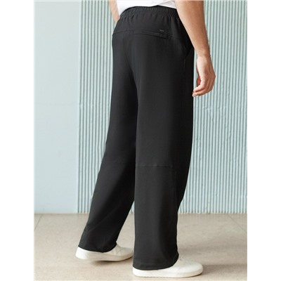 Брюки прямые на резинке из футера двухнитки с эластаном с затяжкой по низу