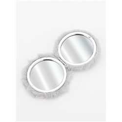 Зеркало складное «Мех», d=8 см, с увеличением, с искусственным мехом, серое