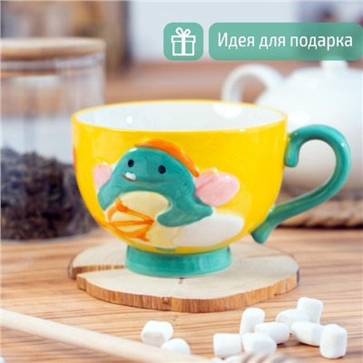 Кружка «Купидон Дино», 400 мл, керамика, цвет жёлтый