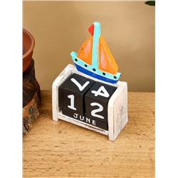 Календарь настольный «Парусник», 11×5×16 см, дерево, оранжевый