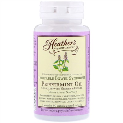 Heather's Tummy Care, Масло перечной мяты, синдром раздраженного кишечника, 90 мягких таблеток, покрытых кишечнорастворимой оболочкой