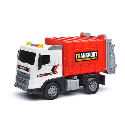 Машина "Мусоровоз" (свет, звук)  в коробке (красный)