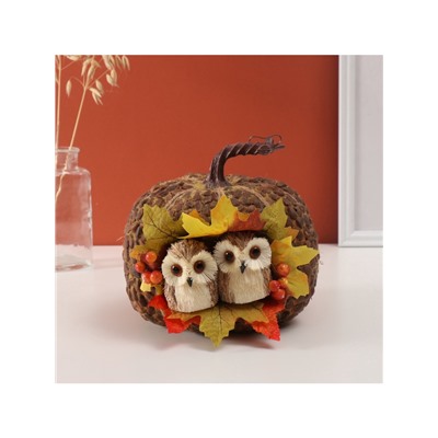 Фигурка «Две совушки в осенней тыкве», 20×20×20 см