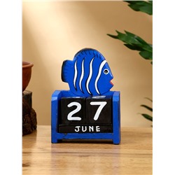 Календарь настольный «Экзотическая рыбка», 11×5×14 см, дерево, синий