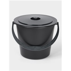 Ведро с крышкой «Дачное», 10 л, d=30 см, h=25.5 см, чёрное